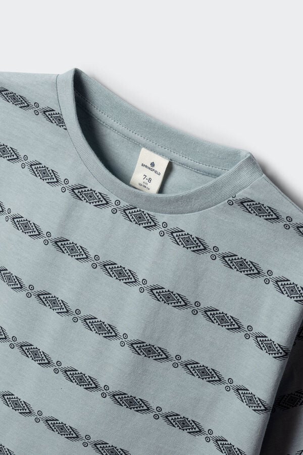 Springfield Kids T-shirt manga curta &eacute;tnica para menino azul