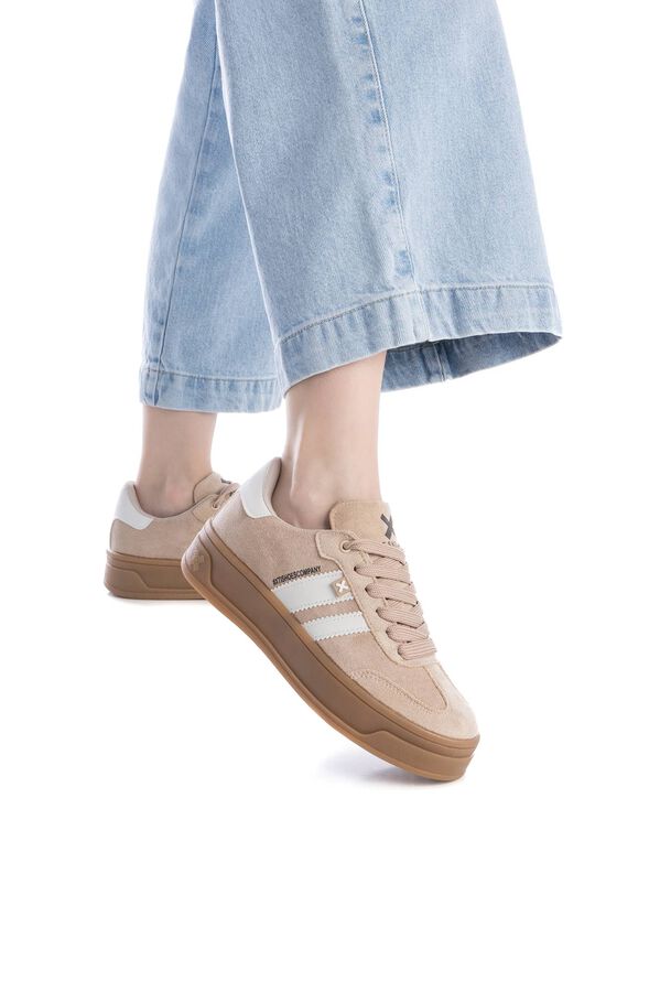 XTI sapatilha/chinelo feminino em camurça  bege