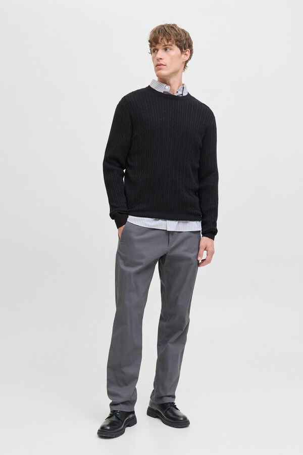 Jack & Jones Camisola de malha trançado preto