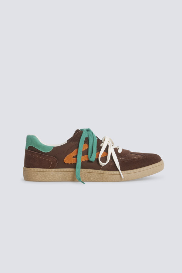 Springfield Sneaker retro em pele castanho