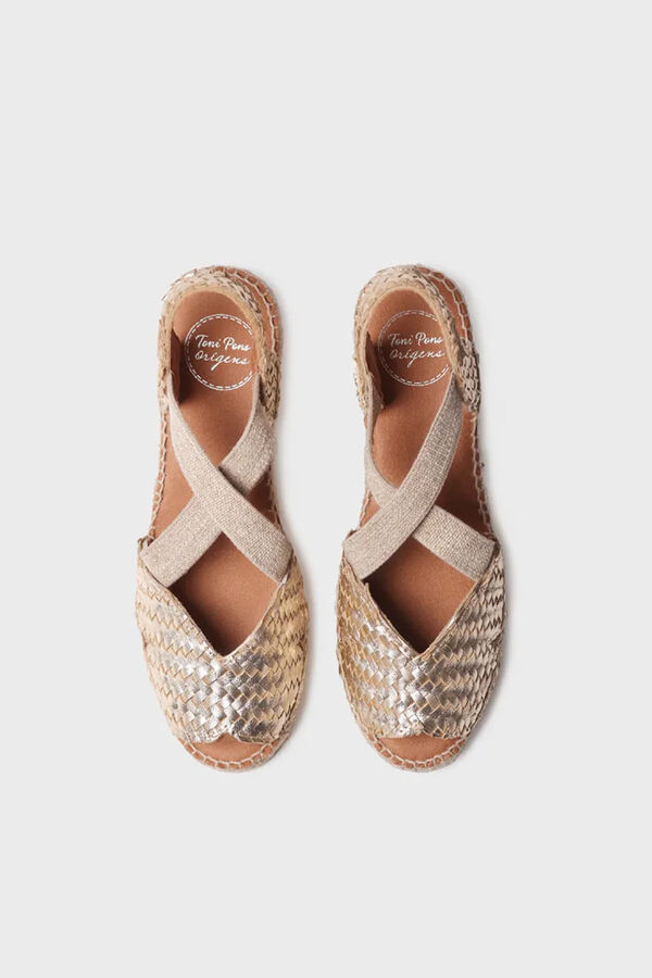 Toni Pons Sand&aacute;lia plataforma em pele tran&ccedil;ado estampado