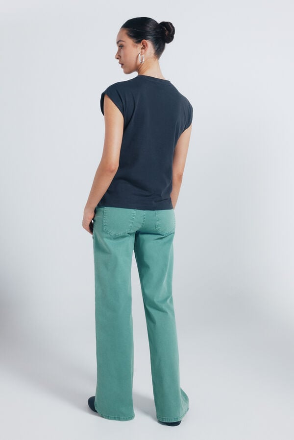 Springfield Calça jeans culotte com tachas verde