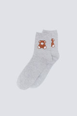 Springfield Meia de urso de tecido felpudo cinzento