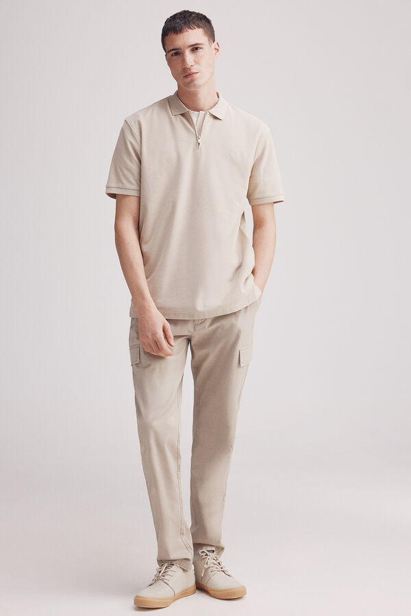 Springfield Polo piqué com fecho-éclair e regular fit cru