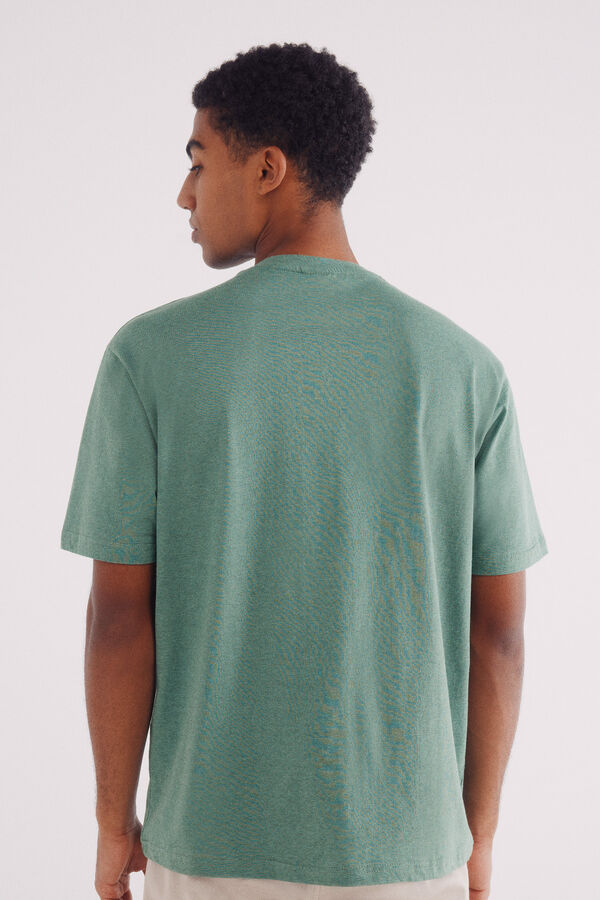 Springfield Camiseta micro listrada tecida verde