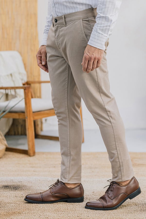 Celopman Calça Chino Skinny bege