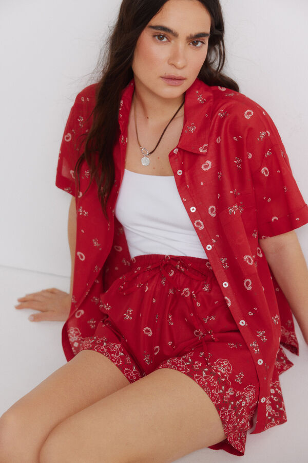 Springfield Cal&ccedil;&otilde;es de algod&atilde;o estampado vermelho