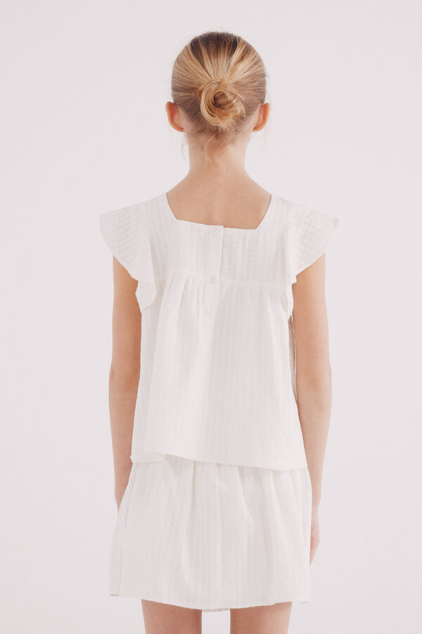 Springfield Kids Top bordado para meninas cru