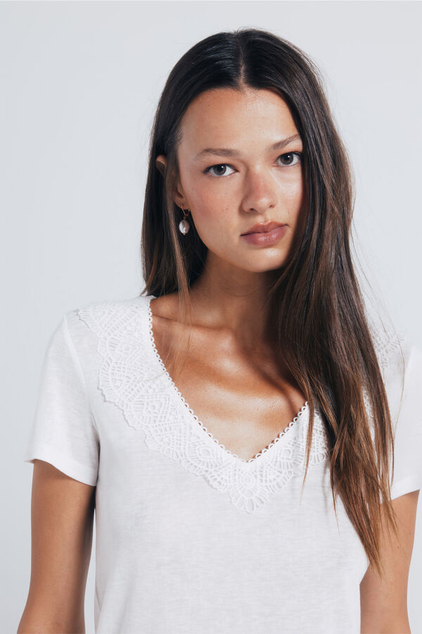 Springfield T-shirt decote crochet estampado