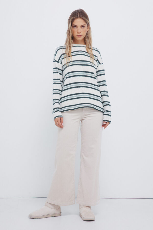 Springfield Camisola chenille risca dupla verde