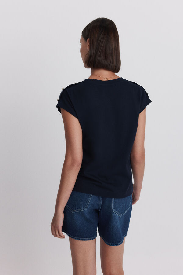 Springfield T-shirt bot&otilde;es dourados azul