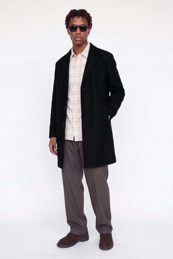 Jack & Jones Sobretudo abotoado comprido pelo joelho preto