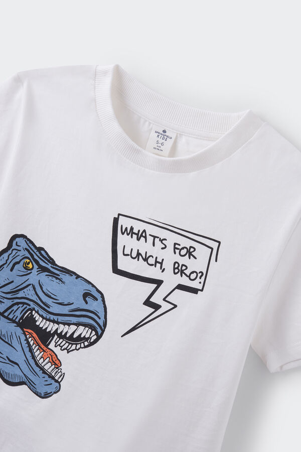 Springfield Camiseta print dinosaurio niño marfil