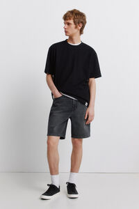 Springfield Bermuda vaquera negro lavado regular fit