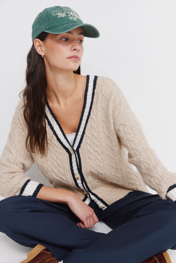 Springfield Casaco de malha tran&ccedil;ado azul