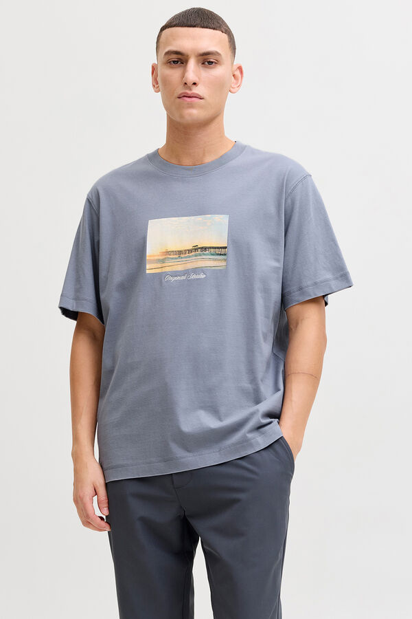 Jack & Jones Camiseta de manga curta estampada azul
