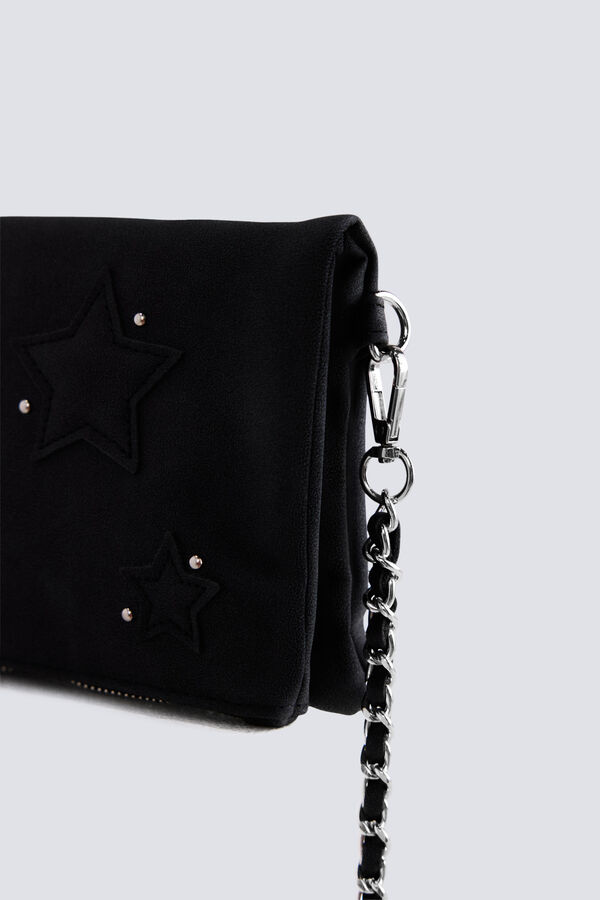 Springfield Bolsa de ombro efeito camur&ccedil;a estrela preto