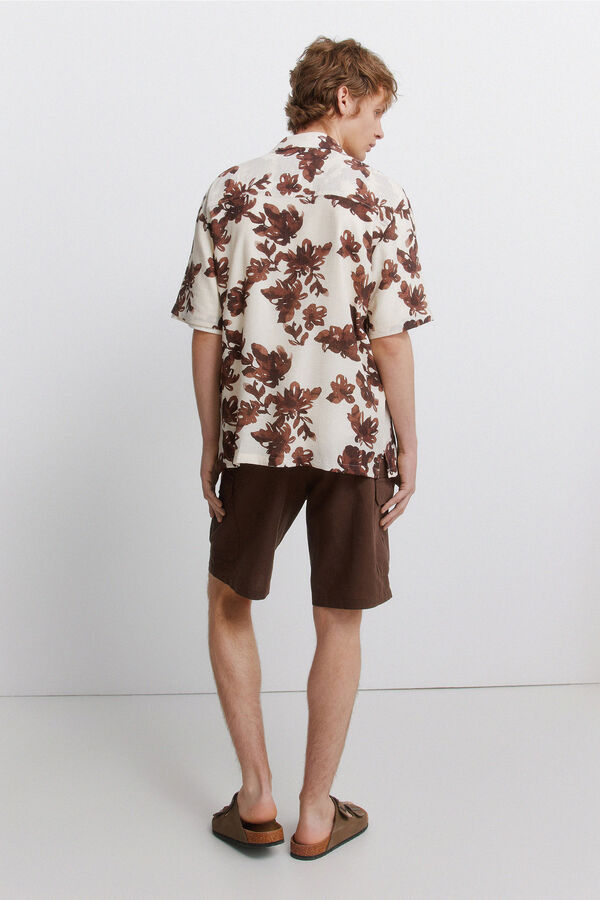 Springfield Bermudas de linho cargo comfort fit castanho
