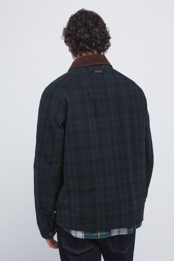 Springfield Parka xadrez com gola de veludo cotelê verde