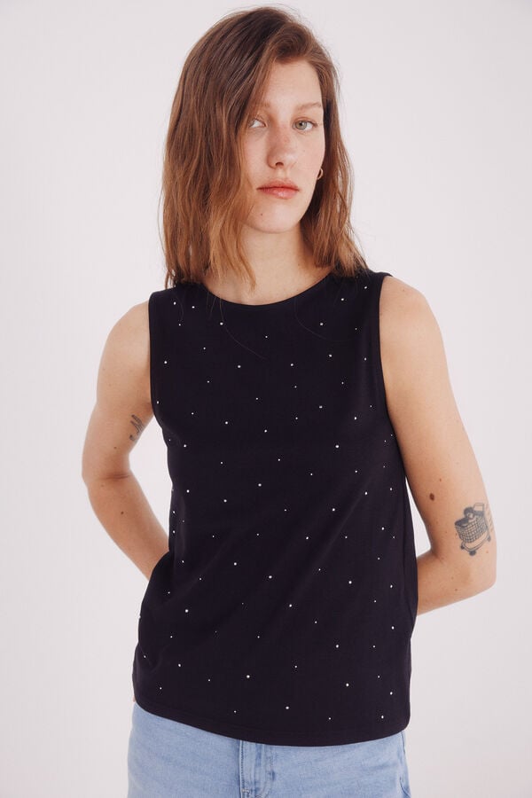 Springfield Crystal studs T-shirt black