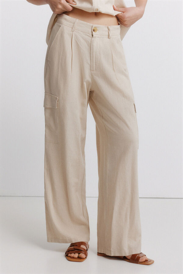 Springfield Cal&ccedil;a cargo em linho cru