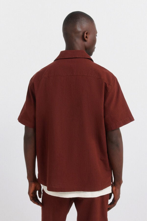 Springfield Linen bowling short sleeve shirt nude
