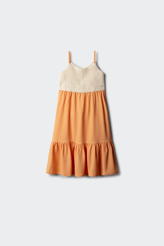Vestido detalle crochet niña
