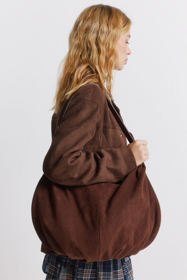 Springfield Mala a tiracolo efeito camur&ccedil;a castanho