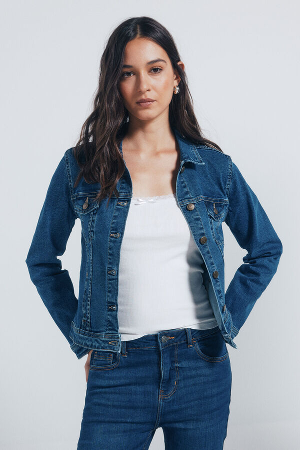 Springfield Jaqueta jeans de algodão azul