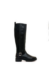 MTNG Botas de cano alto biker com fivela e sola tratorada preto