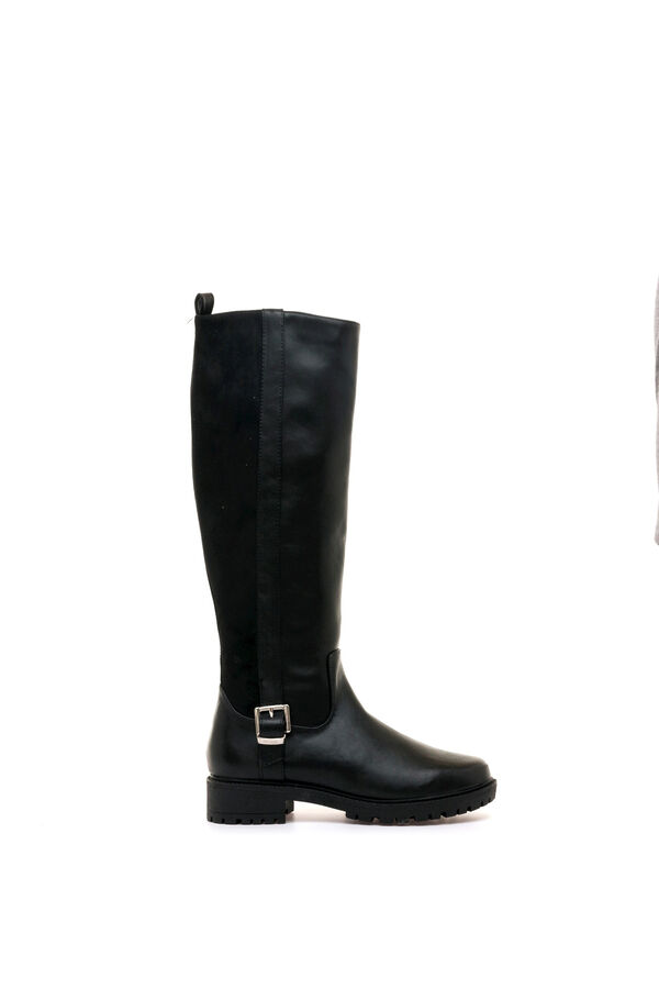 MTNG Botas de cano alto biker com fivela e sola tratorada preto