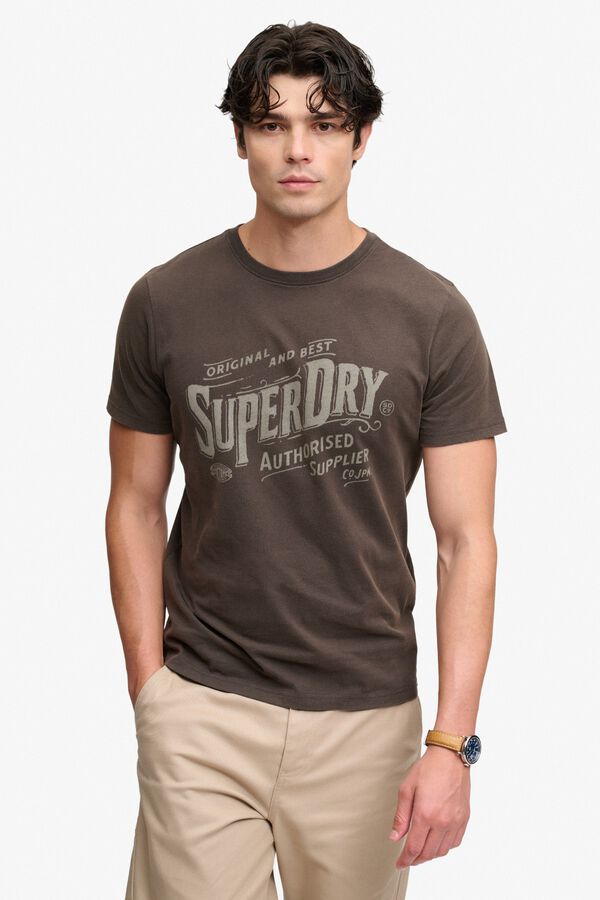 Superdry T-shirt de manga curta vintage cinzento