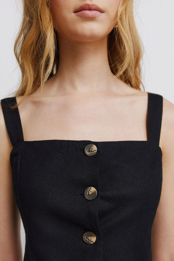 Springfield Top colete em linho preto preto