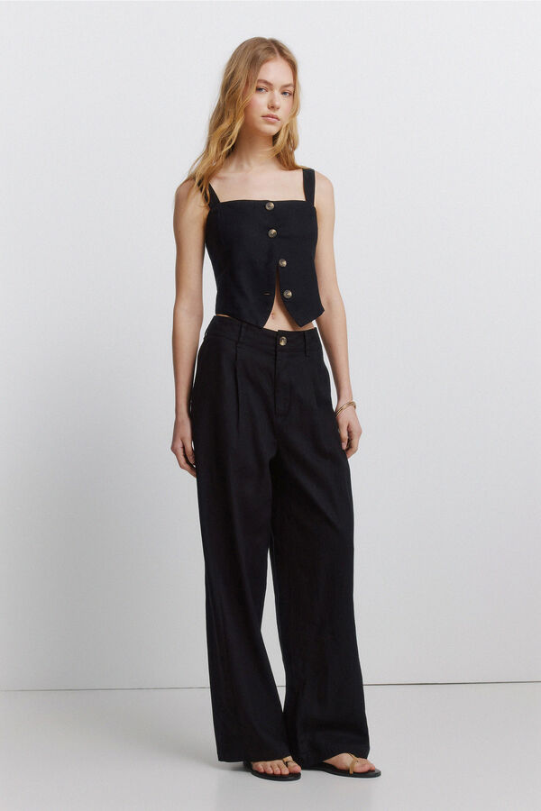 Springfield Top colete em linho preto preto