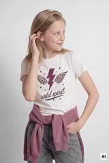 Springfield Kids T-shirt de manga curta com estampado de raio e asas para menina rosa
