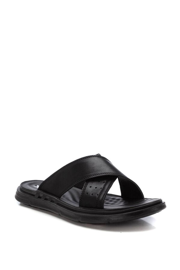 XTI Leather cross-strap sandal black