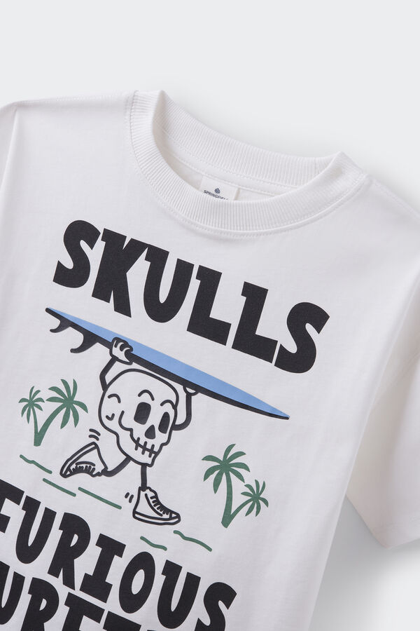 Springfield Camiseta "furious surfers" niño marfil