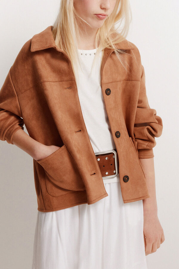 Springfield Kids Casaco para menina em camur&ccedil;a sint&eacute;tica cru