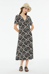 System Action Vestido midi estampado geométrico preto