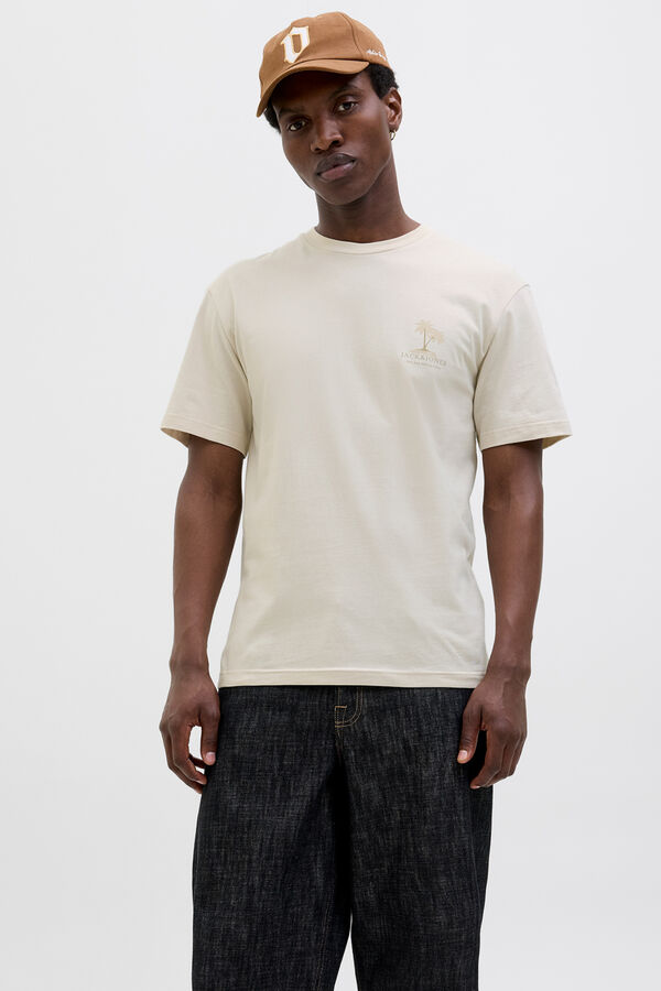 Jack & Jones T-shirt slim com estampado nas costas cinzento
