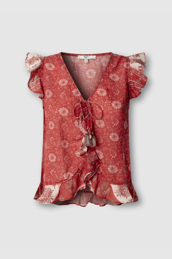 Pepe Jeans Top sem mangas com folhos vermelho