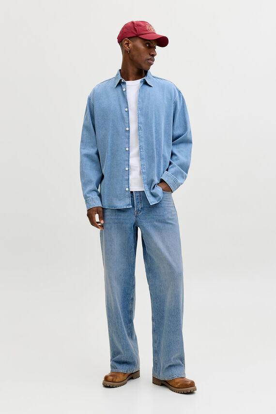 Jeans wide tiro medio algodón