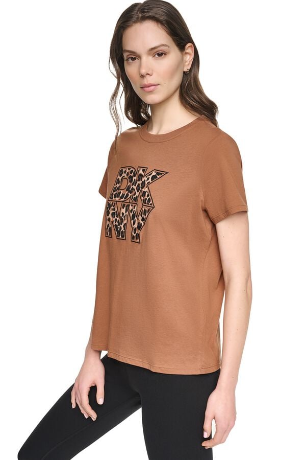 DKNY T-shirt de manga curta com logo animal print bege