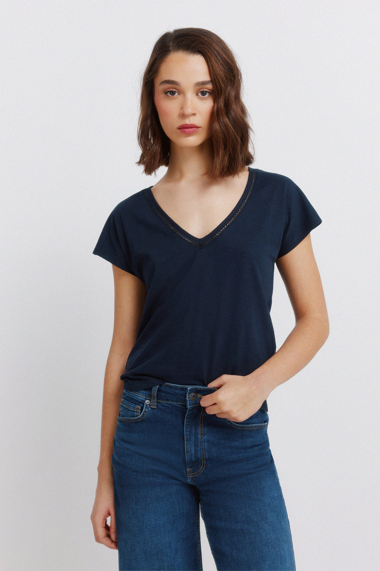 Springfield Camiseta escote uve lace