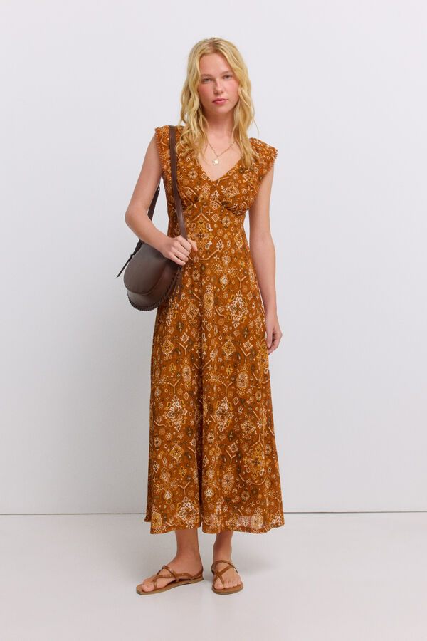 Springfield Vestido midi estampado com folho vermelho
