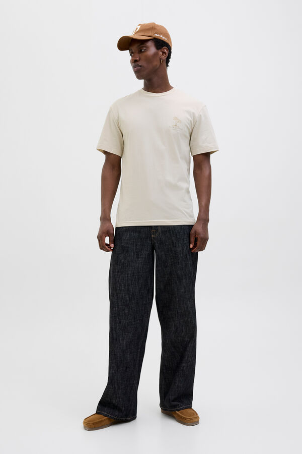 Jack & Jones T-shirt slim com estampado nas costas cinzento
