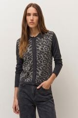Systemaction Casaco de malha com estampado animal cinzento
