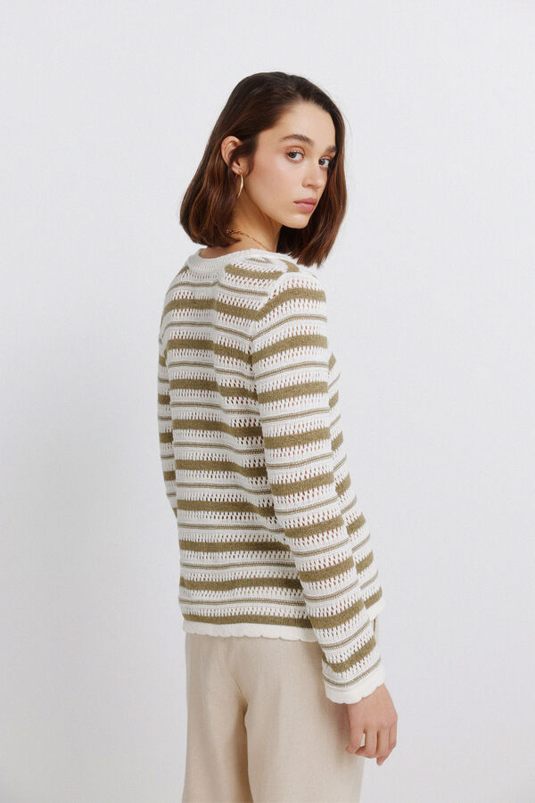 Springfield Camisola em malha &agrave;s riscas castanho