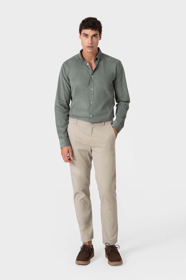 Celopman Camisa de microcanelado verde