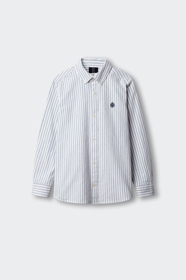 Springfield Kids Camisa de riscas Oxford para menino azul